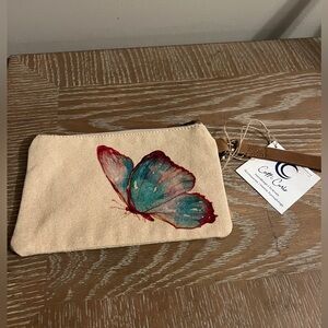 Cott n Curls Canvas Wristlet Pouch with Butterfly Design